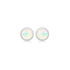 Sterling Silver & Opal October Birthstone Stud Earrings