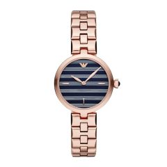 Emporio Armani Arianna Rose-Gold Steel Striped 32 mm Women's Watch