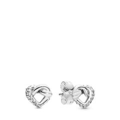 PANDORA Knotted Hearts Stud Earrings in Sterling Silver