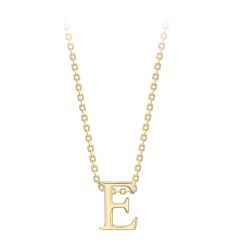 E Initial 9 CT Gold Pendant & Necklace