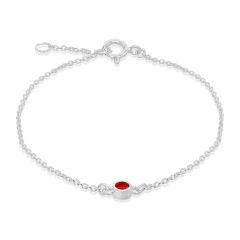 Sterling Silver & Red January Birthstone Bracelet