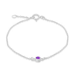 Sterling Silver & Purple February Birthstone Bracelet
