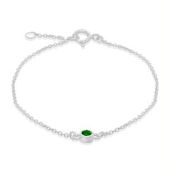 Sterling Silver & Green May Birthstone Bracelet