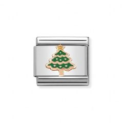 Nomination Composable Classic Link 9 CT Rose & Steel Xmas Tree Charm