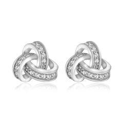 Silver Sparkle Knotted Stud Earrings