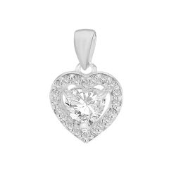 Silver Heart Stone & Heart Pendant Necklace