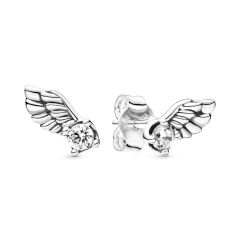 Pandora Sparkling Angel Wing Silver Stud Earrings