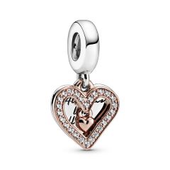 Pandora Sparkling Freehand Heart Rose & Silver Dangle Charm