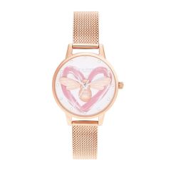 Olivia Burton You Have My Heart Lucky Bee Rose-Gold Steel 30 mm Watch