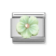 Nomination Composable Classic Green Flower Steel & Rose Charm