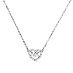 Michael Kors Logo Heart Sterling Silver Pendant Necklace