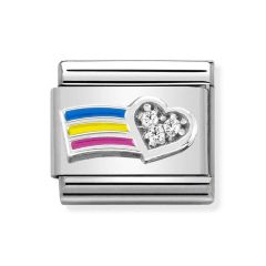 Nomination Composable Classic Steel & Silver Rainbow Sparkle Heart Charm