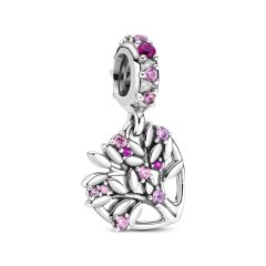 Pandora Moments Pink Heart Family Tree Silver Dangle Charm