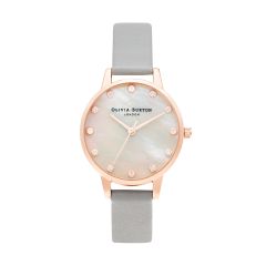 Olivia Burton Midi Mother of Pearl Dial Rose & Grey Leather 30MM Watch