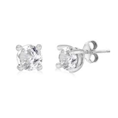 Sterling Silver & White Cubic Zirconia Stud Earrings