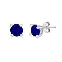 Sterling Silver & Blue Sapphire Glass Stud Earrings