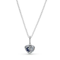 Pandora Blue Moon & Stars Heart Sterling Silver Necklace