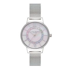 Olivia Burton Rainbow Sparkle Wonderland Steel & White 30MM Watch