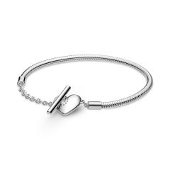 Pandora Moments Heart T-Bar Silver Snake Chain Bracelet