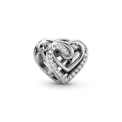 Pandora Moments Silver Sparkling Entwined Hearts Charm