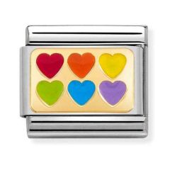 Nomination Composable Classic Steel & Gold Rainbow of Hearts Charm