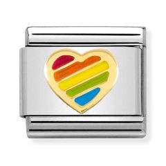 Nomination Composable Classic Steel & Gold Rainbow Heart Charm