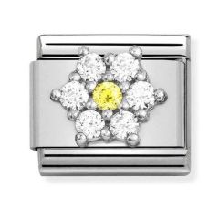 Nomination Composable Classic Steel & White Sparkle Flower Charm