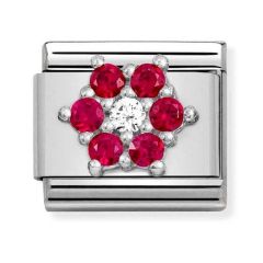 Nomination Composable Classic Steel & Red Sparkle Flower Charm