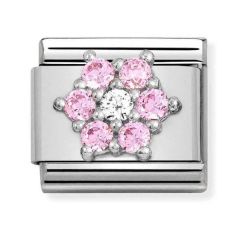 Nomination Composable Classic Steel & Pink Sparkle Flower Charm