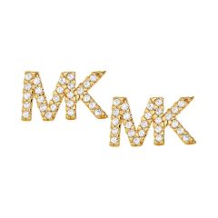 Michael Kors Gold-Plated-Silver Logo Stud Earrings