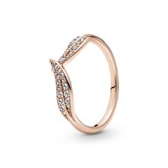 Pandora Sparkling Leaves 14K Rose Gold-Plated Ring