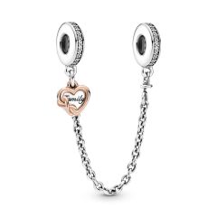 Pandora Moments Family Heart Two-Tone Safety Chain Charm