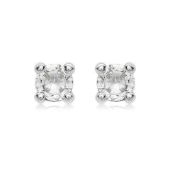 9CT White-Gold Round Crystal Stud Earrings