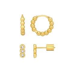 Estella Bartlett Beaded Gold-Plated Mixed Hoop & Drop Earrings Set