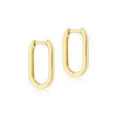 9CT Yellow-Gold Rectangular Creole Hoop Earrings