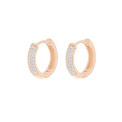 Rose-Gold Plated Sparkle Channel Hoop Earrings