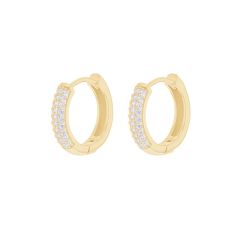 Yellow-Gold Plated Sparkle Channel Hoop Earrings