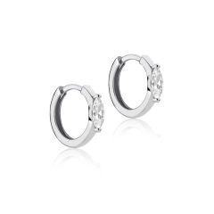 9CT White-Gold Marquise Sparkle Creole Hoop Earrings