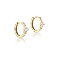 9CT Yellow-Gold Stone Sparkle Channel Hoop Earrings
