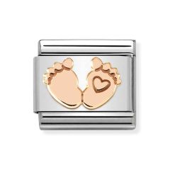 Nomination Composable Classic Steel & 9CT Rose Baby Feet Charm