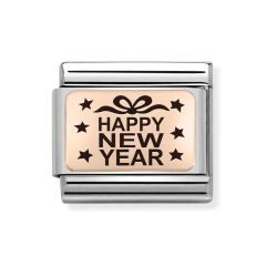 Nomination Composable Classic Steel & 9CT Rose Happy New Year Charm