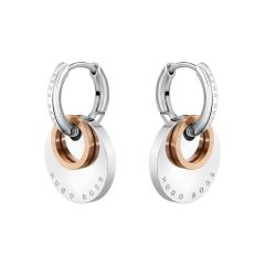 BOSS Jewellery Medallion Silver-Plated Two Tone Disc Earrings