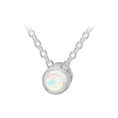 Opal & Silver Birthstone Necklace