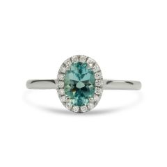 Montana Oval Aquamarine & Diamond Halo Mini Ring