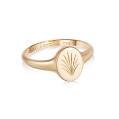 Daisy Palm Leaf 18CT Gold-Plated Signet Ring