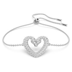 Swarovski Una Heart Swan Rhodium-Plated Bracelet