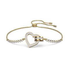 Swarovski Lovely Gold Tone Plated Heart & Circle Slider Bracelet