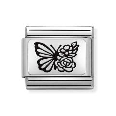 Nomination Composable Classic Butterfly with Flowers Steel Charm