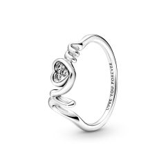 Pandora Sparkling Heart Mum Sterling Silver Ring