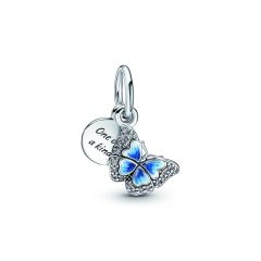 Pandora Moments Silver & Blue Butterfly Double Dangle Charm